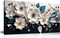 Large White & Blue Floral Canvas Wall Art – 20"x40", Modern Botanical Decor for Home & Office